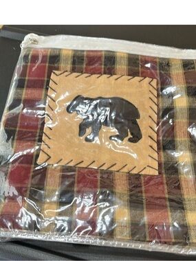 Park design valance Plaid Bear Accent in Rust, Mustard & Black